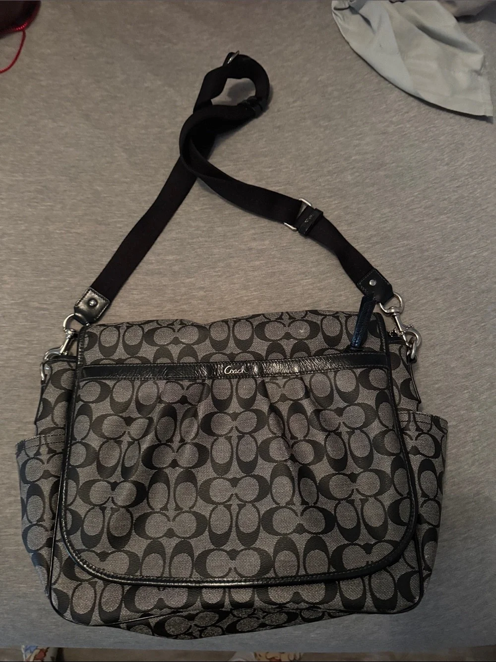 Coach Gray and Black Signature Crossbody Bag